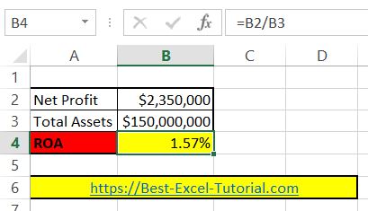 Excel ROA calculate
