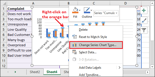 Excel Pareto chart | Online Tutorials Library List | Tutoraspire.com