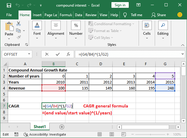 How To Calculate Cagr In Excel Online Tutorials Library List 8894