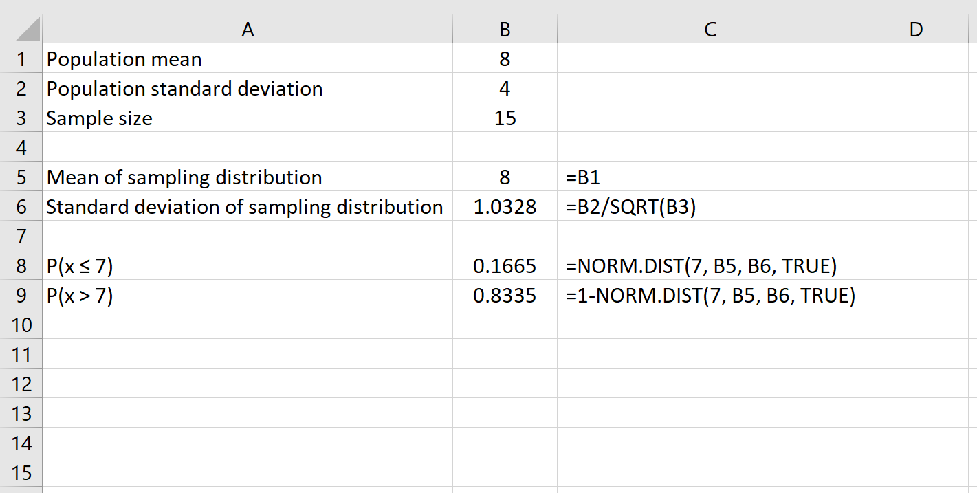 Central limit theorem in Excel