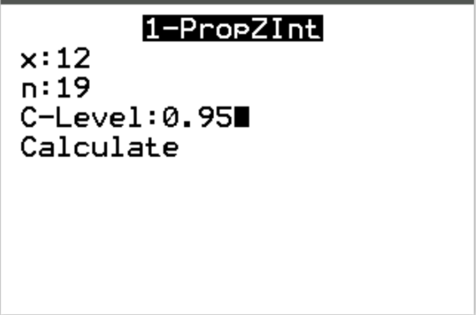 Confidence interval for population proportion on TI-84 calculator