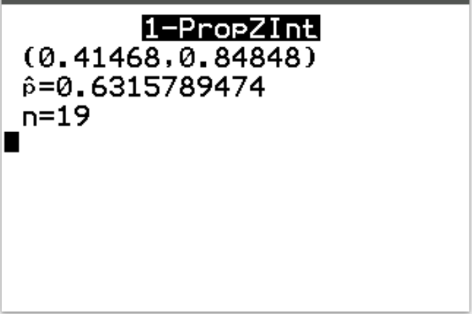 Confidence interval for proportion output on TI-84 calculator