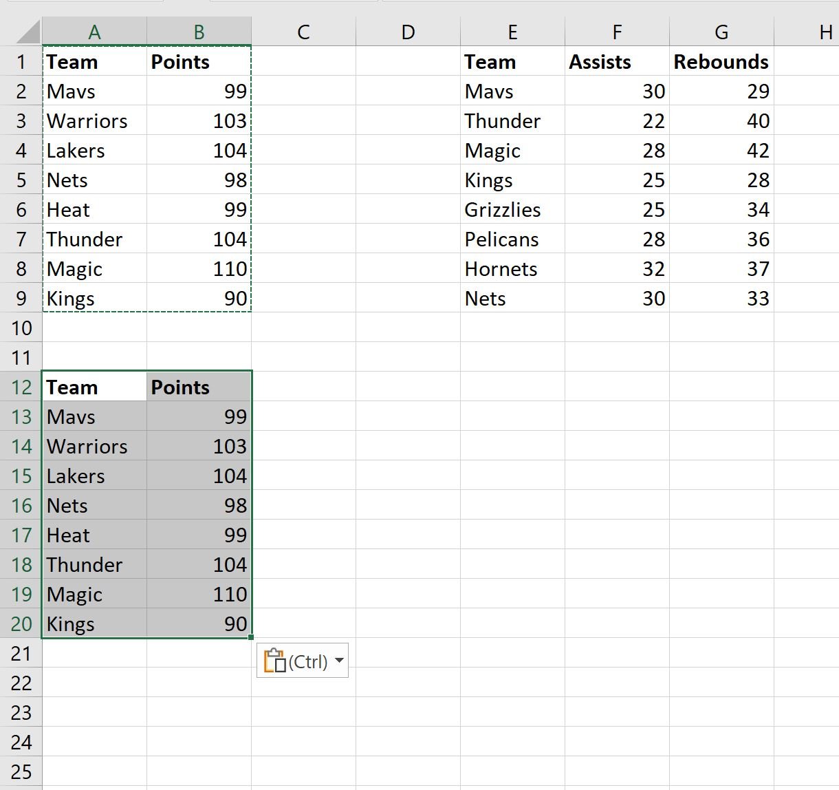 How to Perform a Left Join in Excel (With Example) | Online Tutorials ...